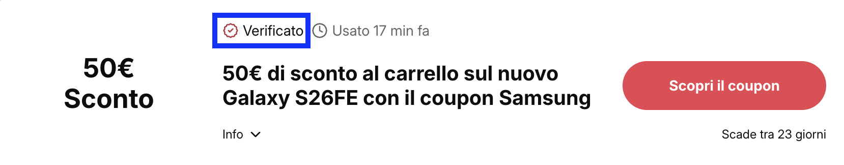 Etichetta offerta verificata di CupoNation Italia