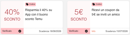 Etichetta offerta verificata di CupoNation Italia